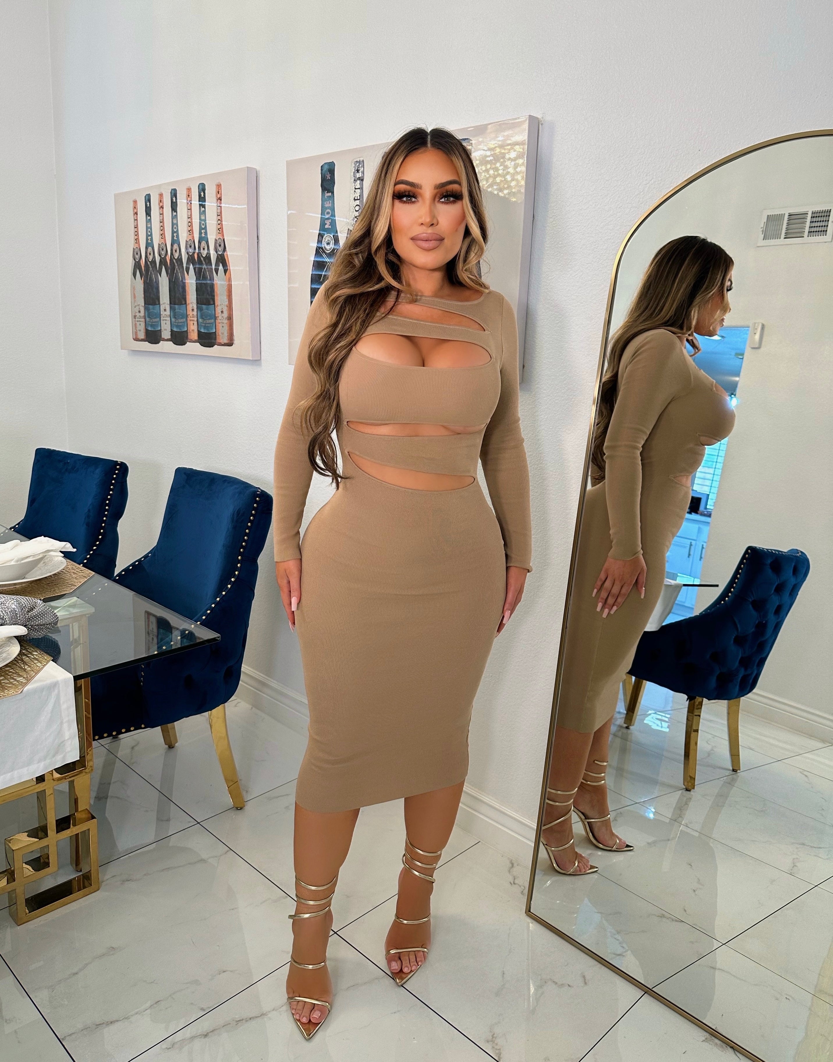 Nazareth bodycon dress-Nude