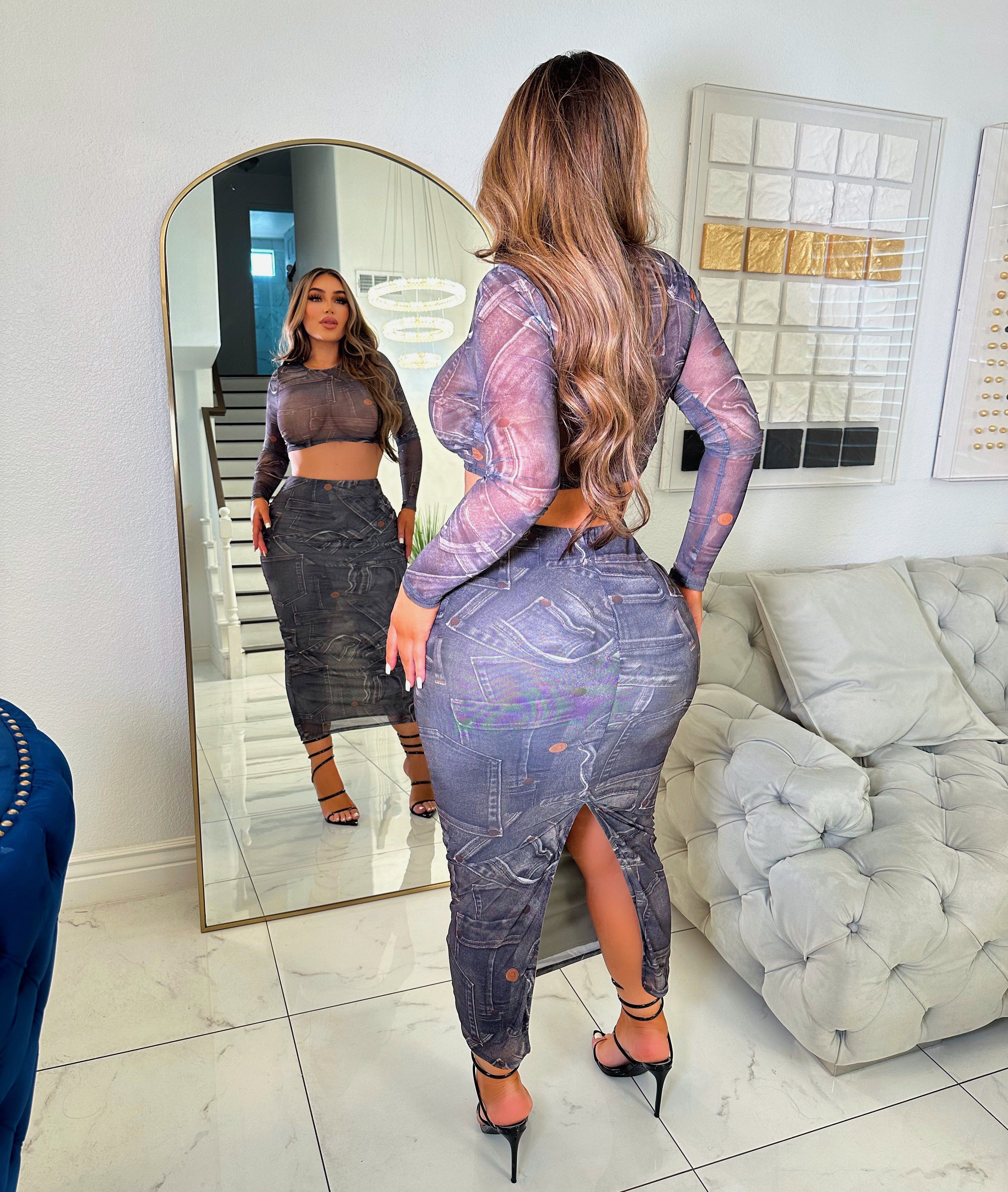 Catch me all meshed skirt set
