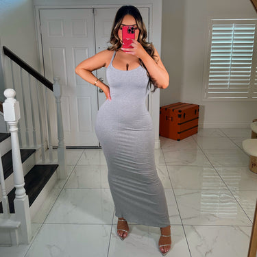 Mermaid ribbed snatched dress-Gray