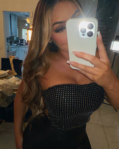Tokyo rhinestone strapless top