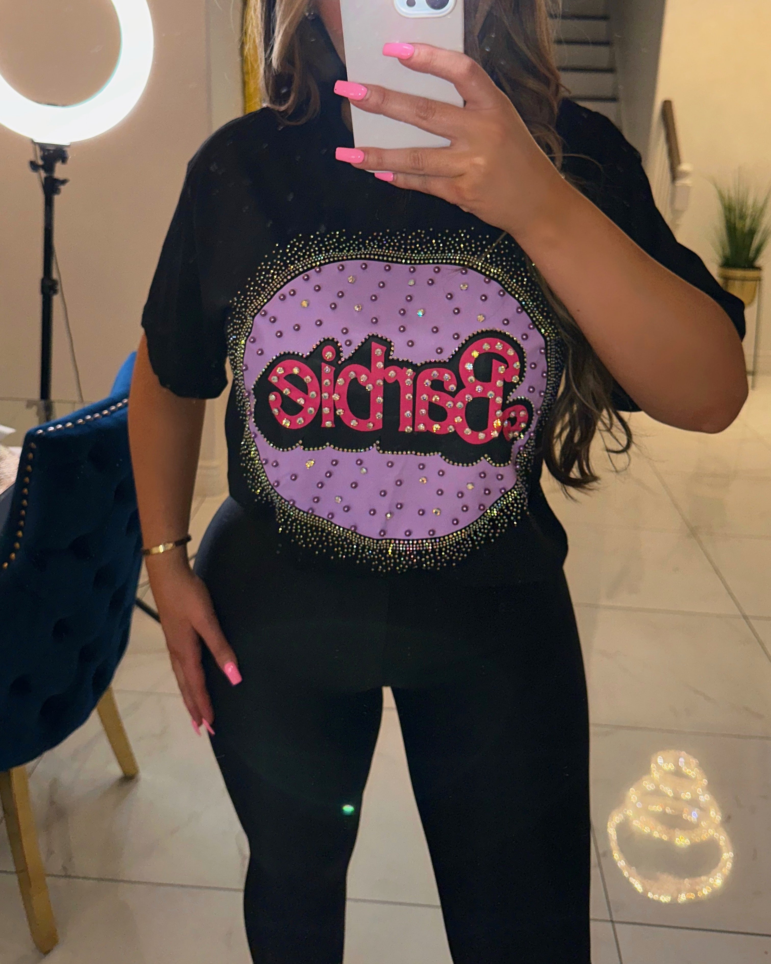 Oversized rhinestone tee #13708