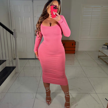 Ribbed snatched dress pink
