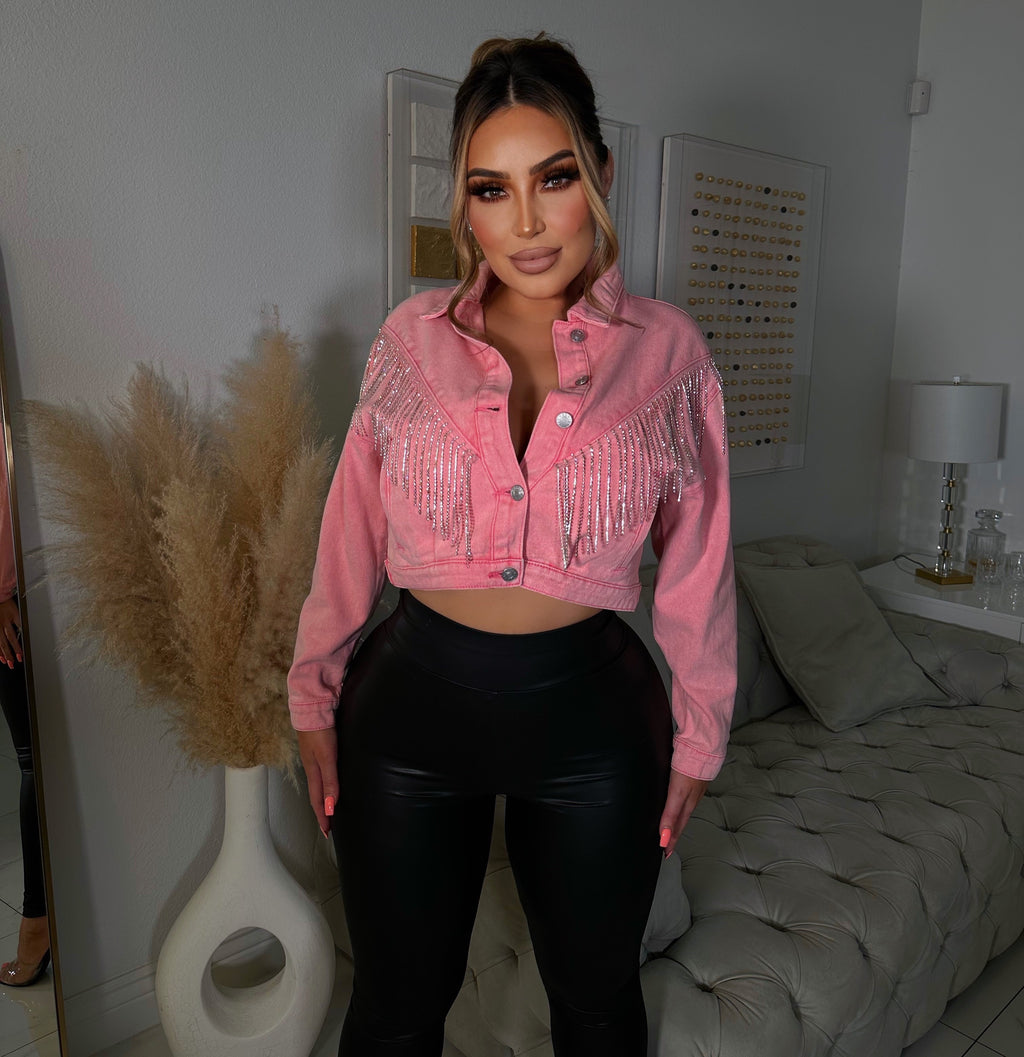 Pink Fringe rhinestone jacket