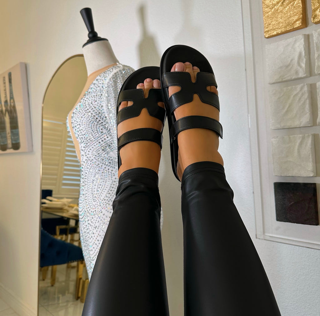 Black H sandals