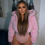 Winter Princess cropped fur coat-Pink