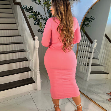 Ribbed snatched dress pink