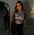 Double D rhinestone top-Green
