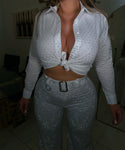 Boss lady bling button up-White