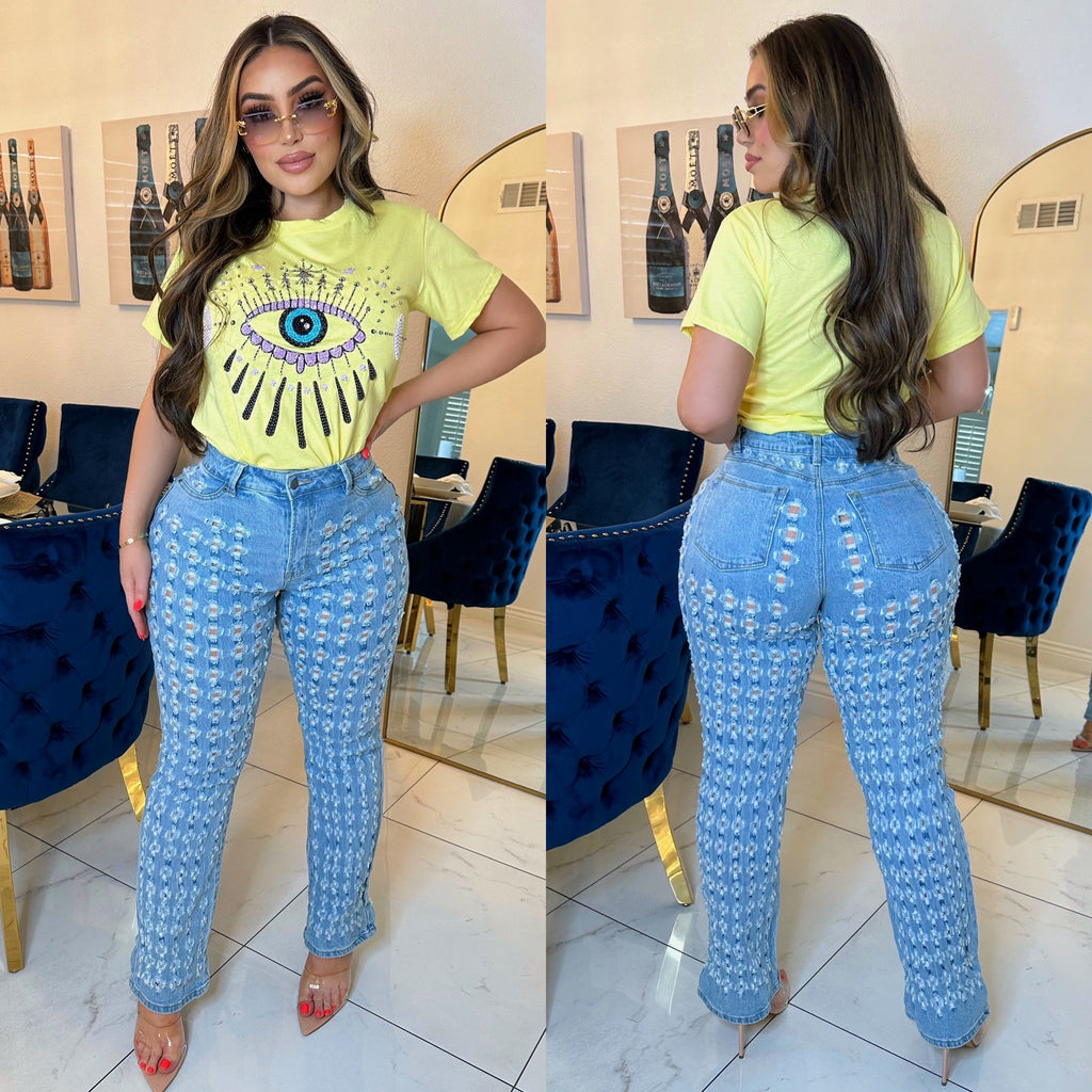 Laser cut jeans