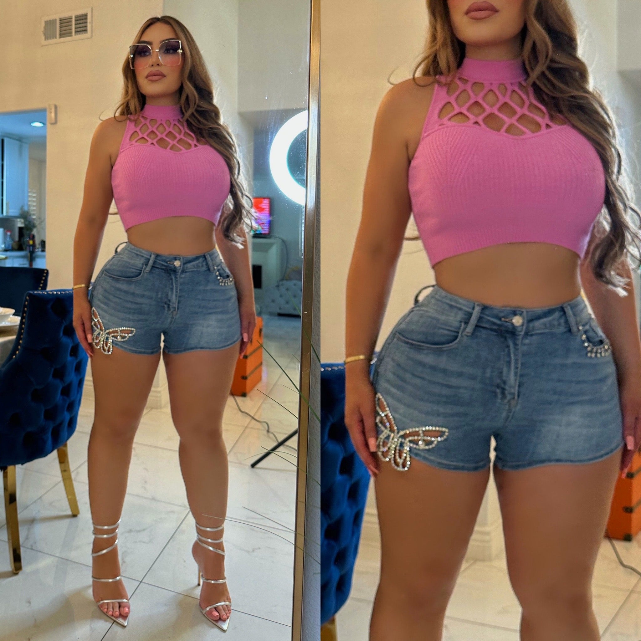 Pink ribbed top