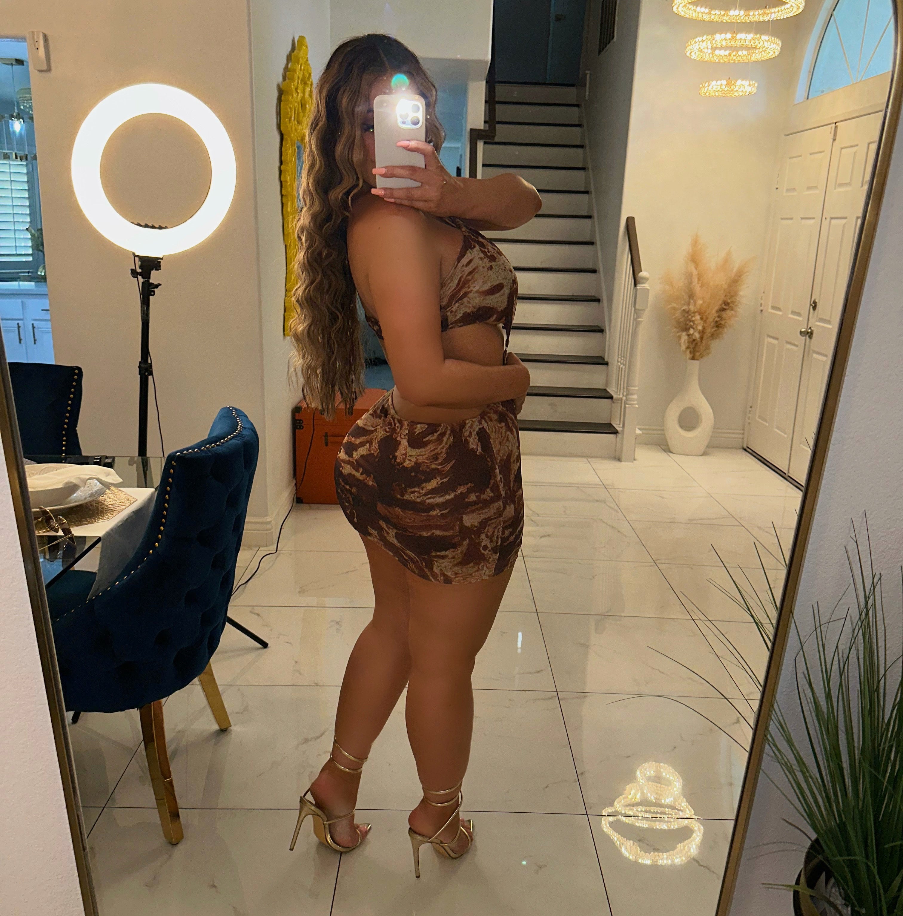Serina sexy dress-Brown