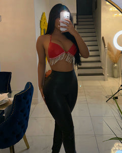 Anya rhinestone top-Cherry red🍒