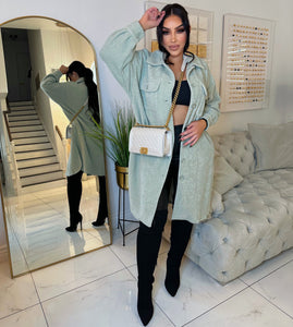 High quality button down coat-Sage