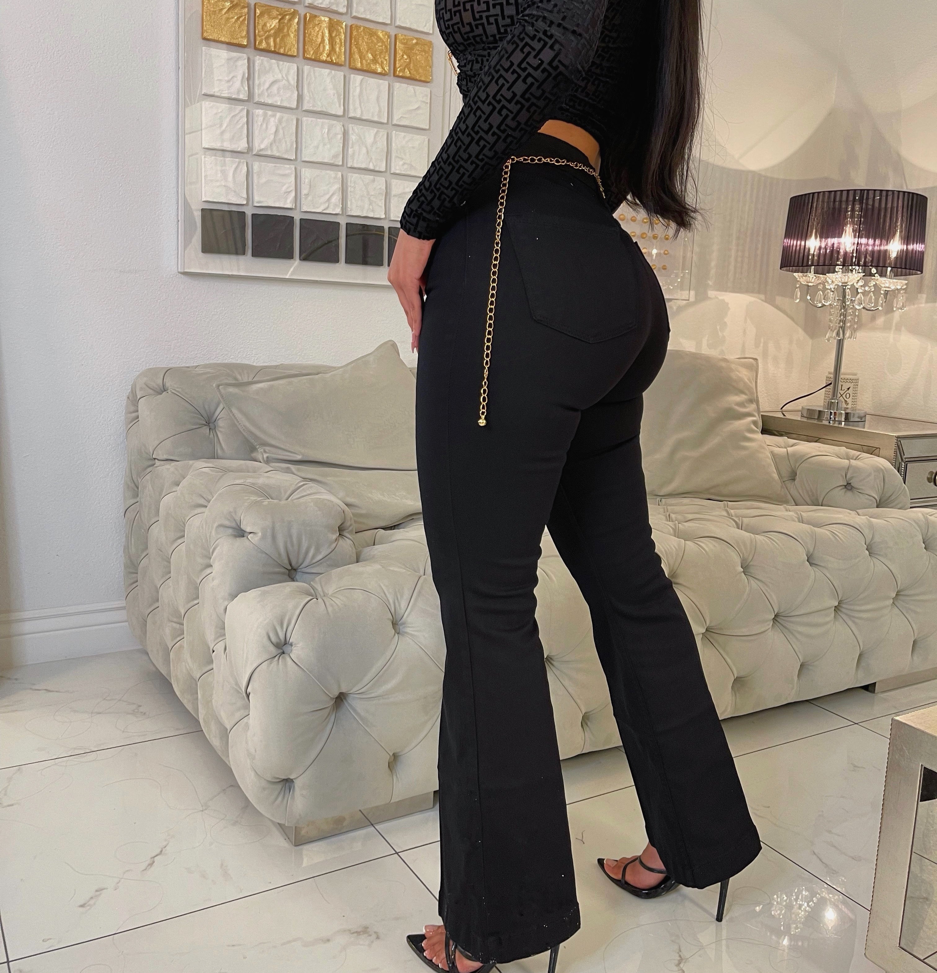 Black flare jeans