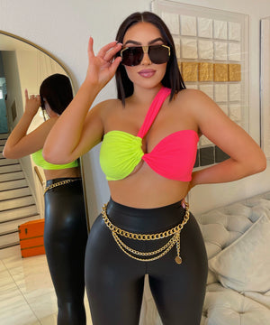 Day party top-Yellow/Pink