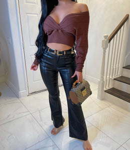 Belted flare pants
