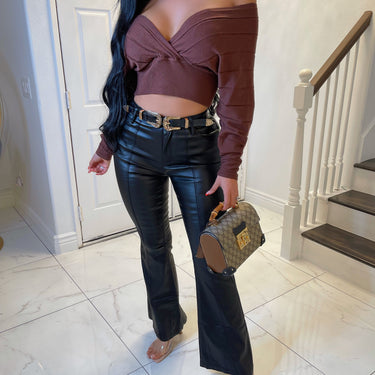Belted flare pants