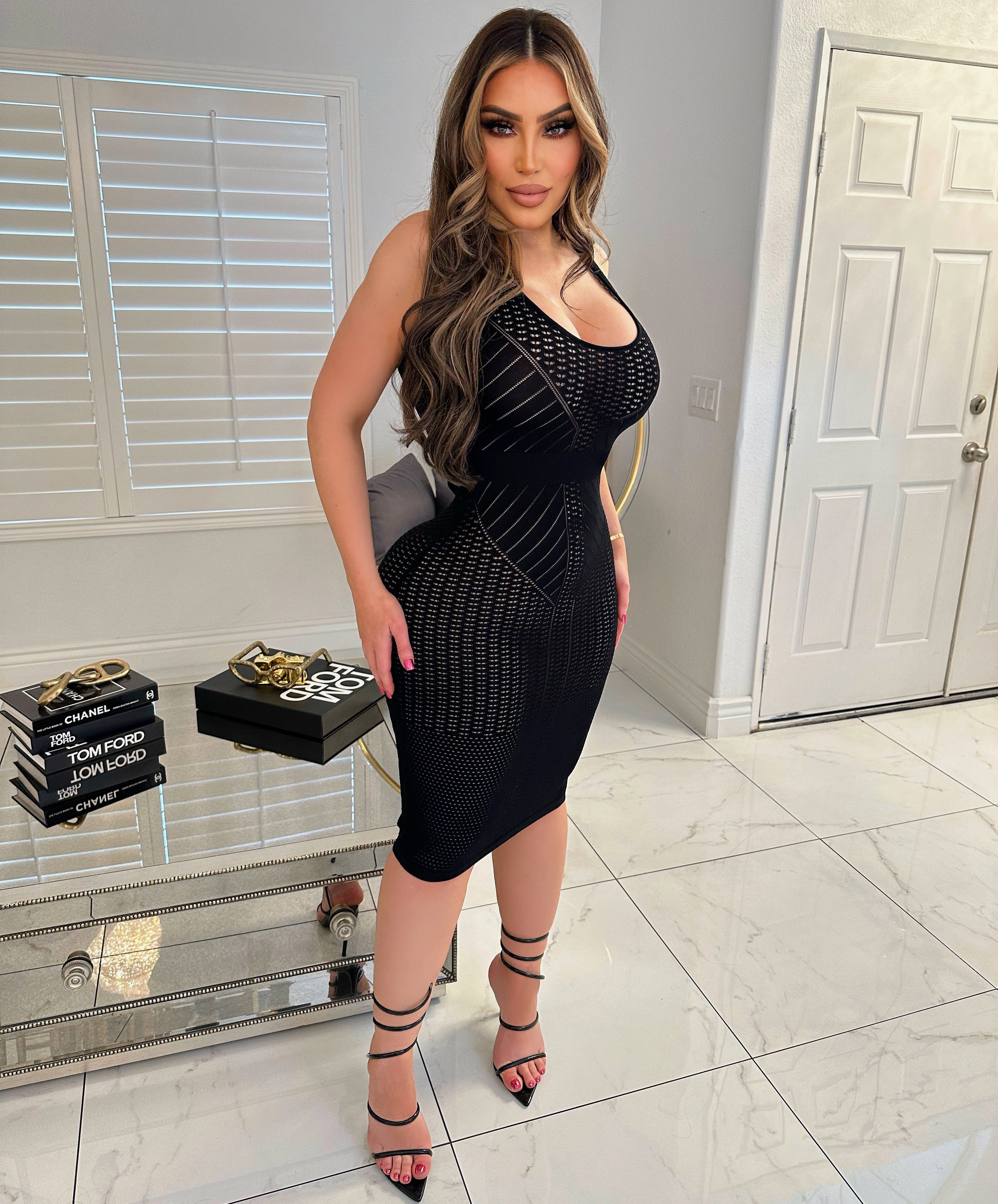 Cabos knit dress-Black