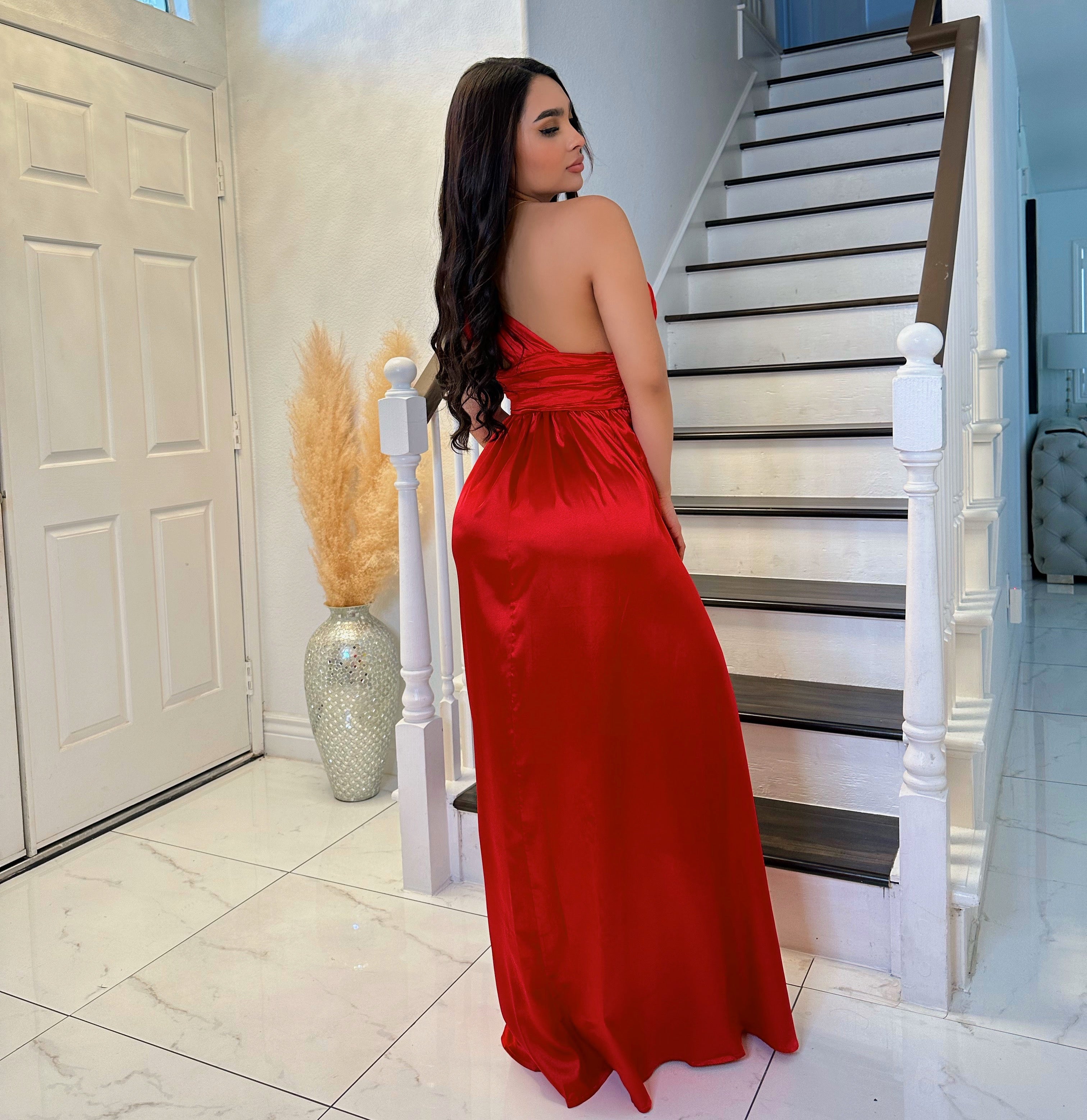 Ruby satin maxi dress