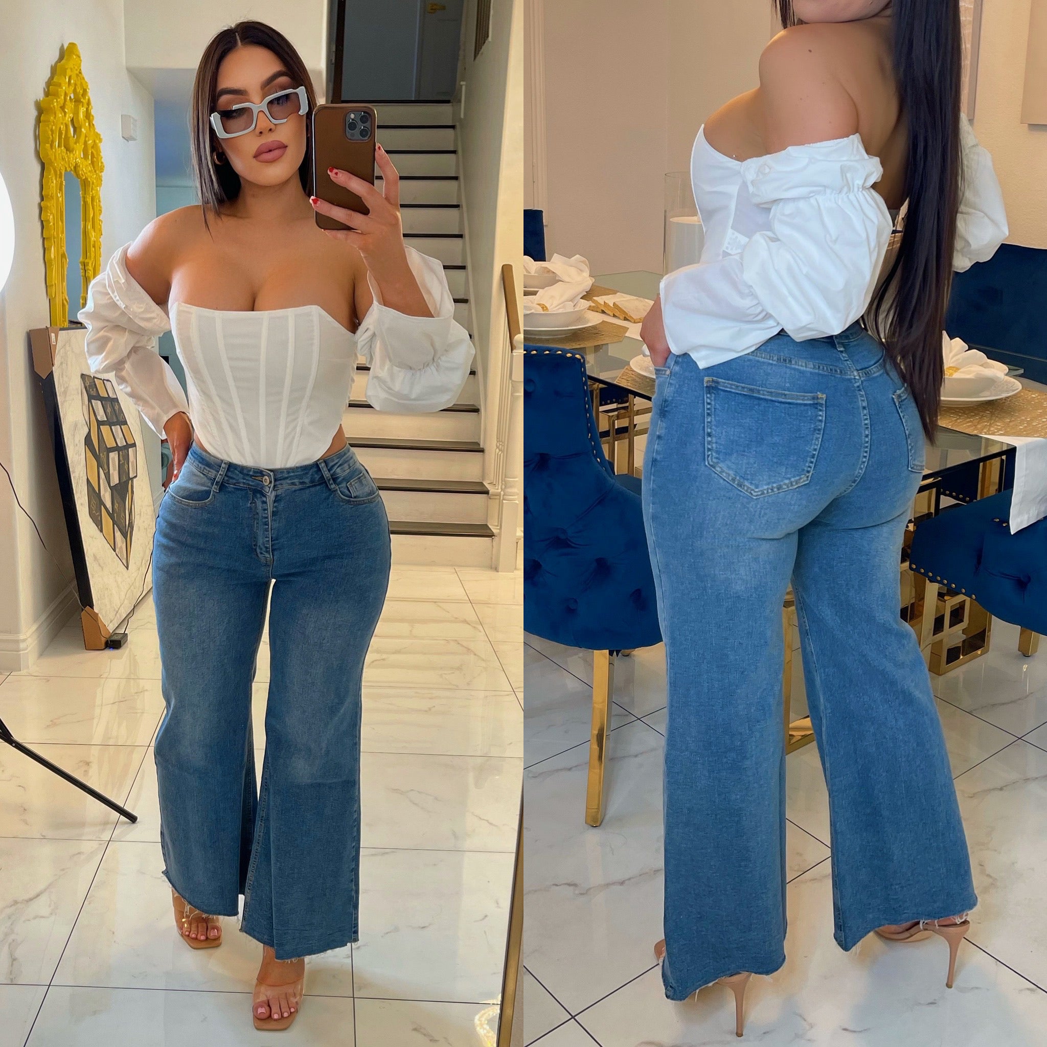 Mom flare jeans-dark blue