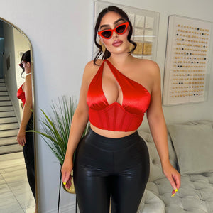 Arabella silk top-Red