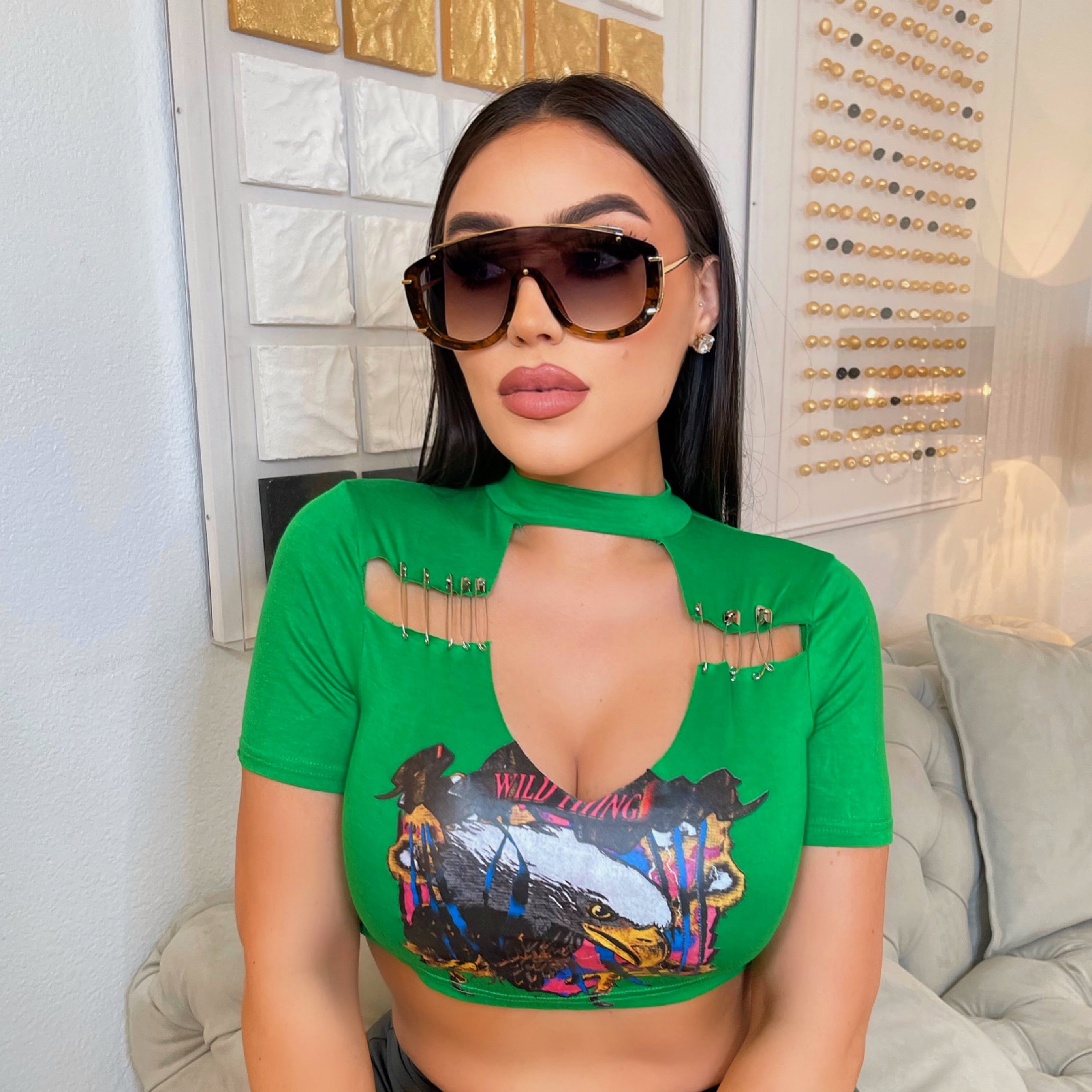 Safety pin top-Green