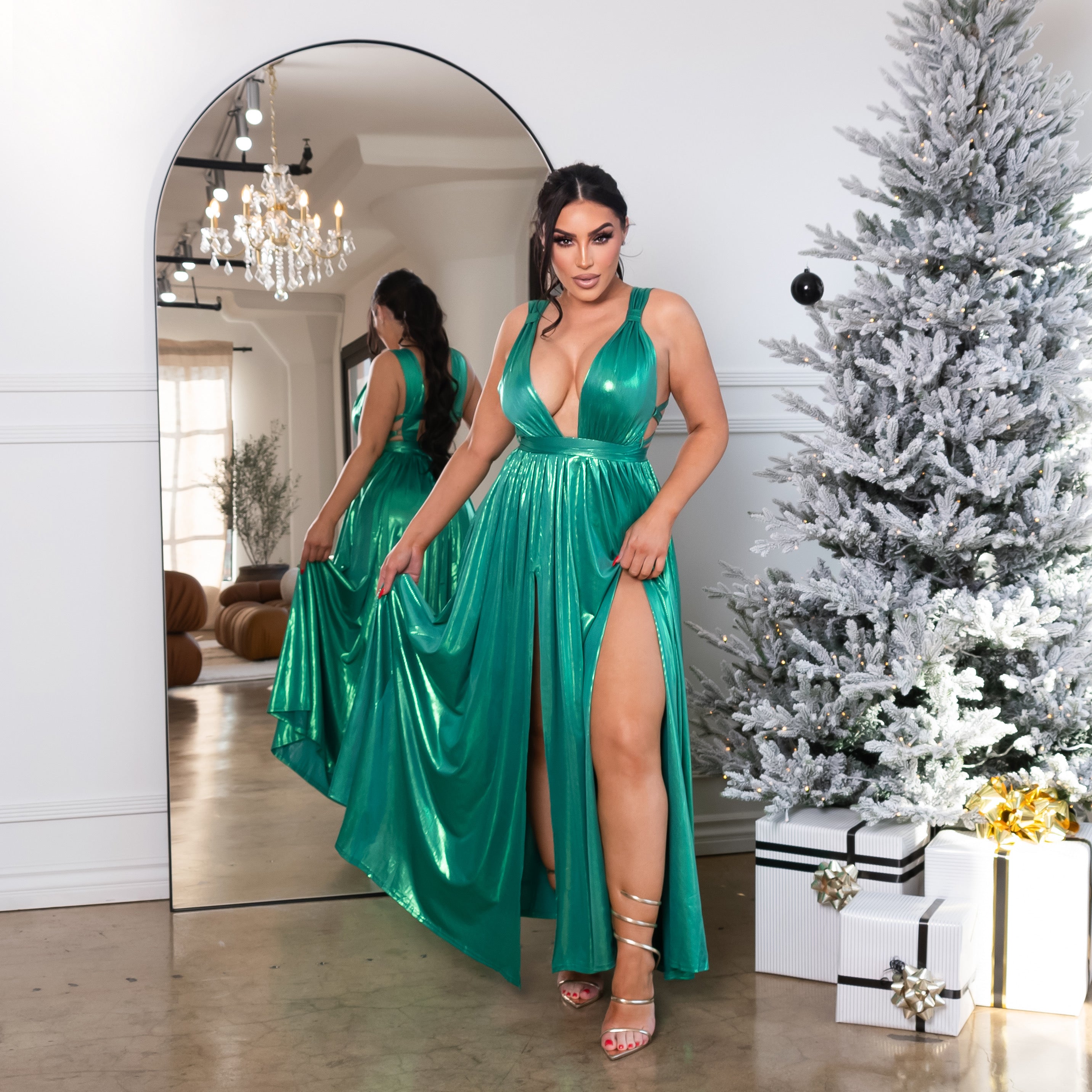 Gaxiola metal maxi dress