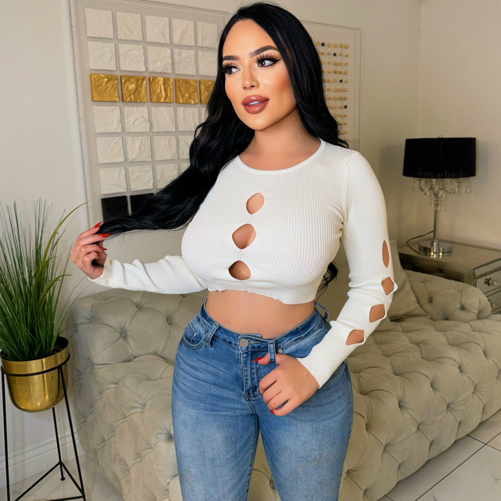 Esther ribbed top-white