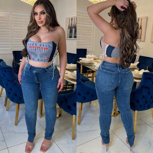 RESTOCK! Tall girl crossover jeans-Dark blue