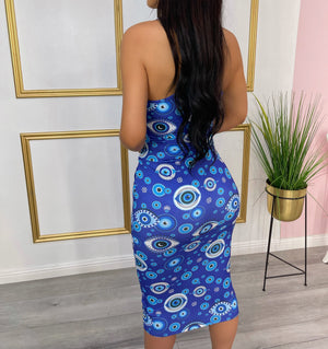 Blue eye summer midi dress